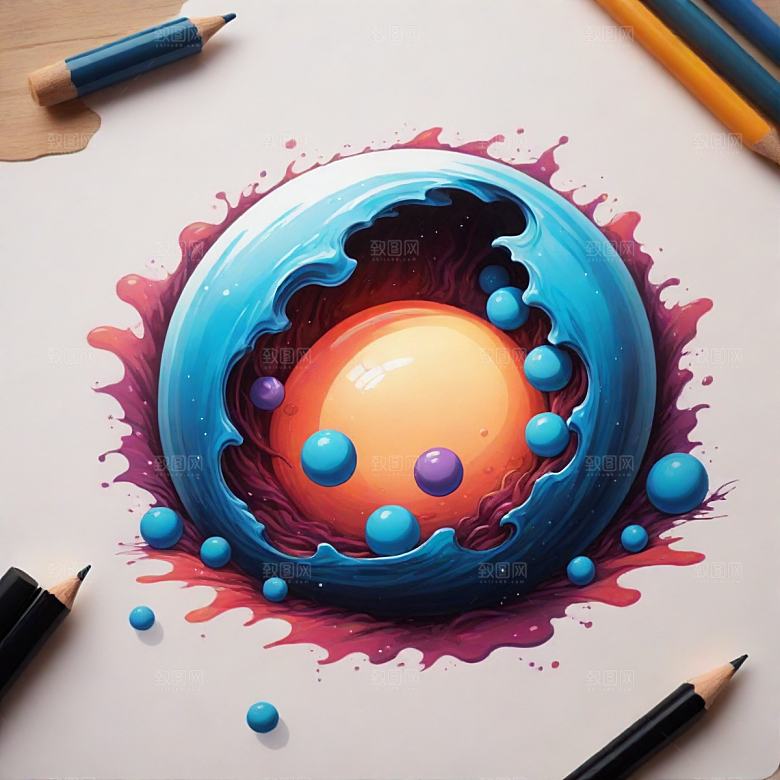 空心球插画卡通风格贴纸