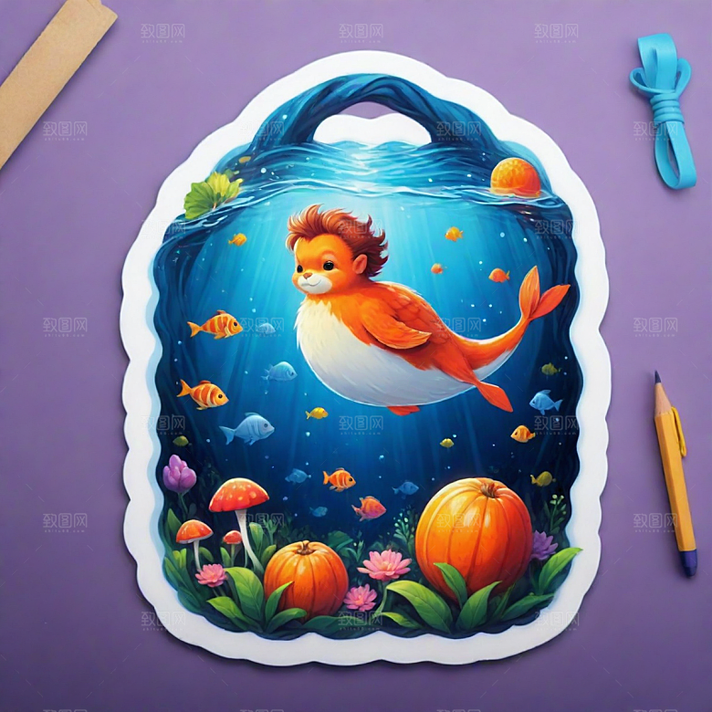 环保袋插画卡通风格贴纸