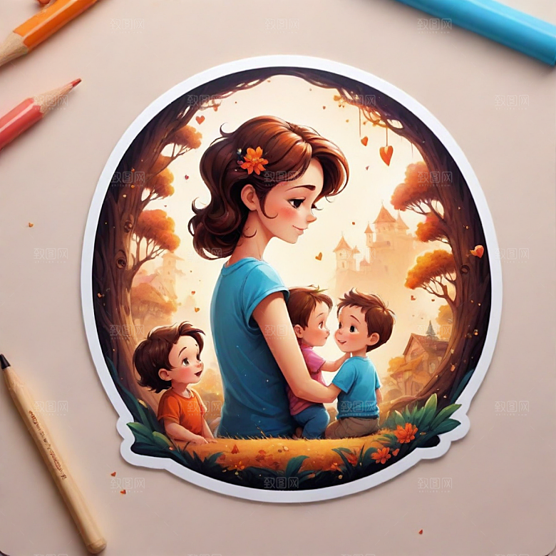 家插画卡通风格贴纸