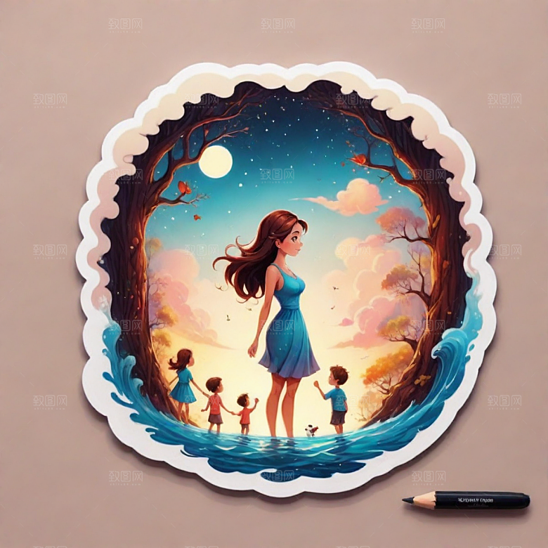 家插画卡通风格贴纸
