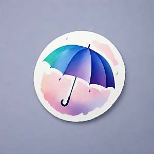 雨伞插画卡通风格贴纸