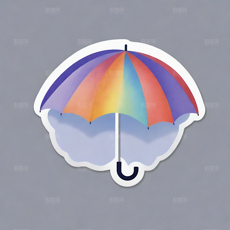 雨伞插画卡通风格贴纸