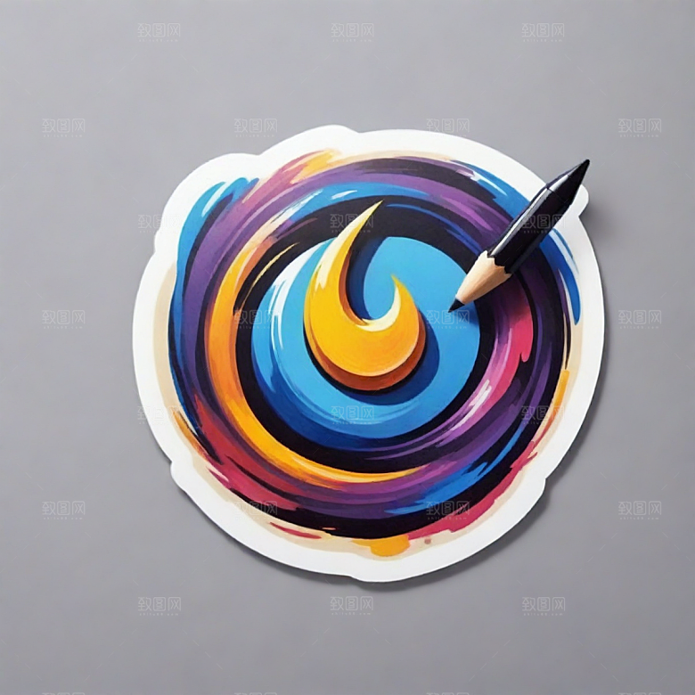 钢笔插画卡通风格贴纸