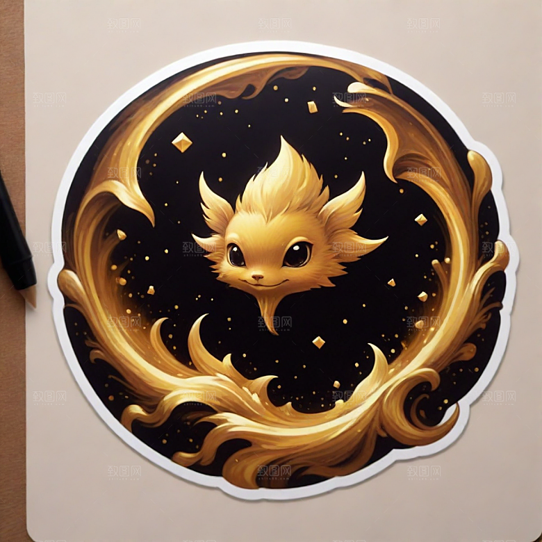 金币插画卡通风格贴纸