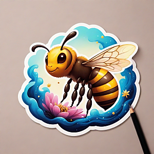 蜜蜂插画卡通风格贴纸