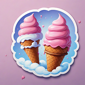 冰淇淋插画卡通风格贴纸