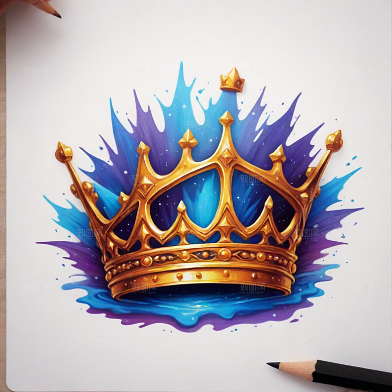 王冠插画卡通风格贴纸