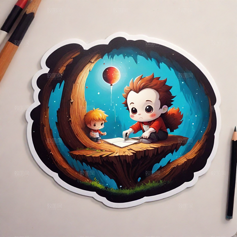锯插画卡通风格贴纸