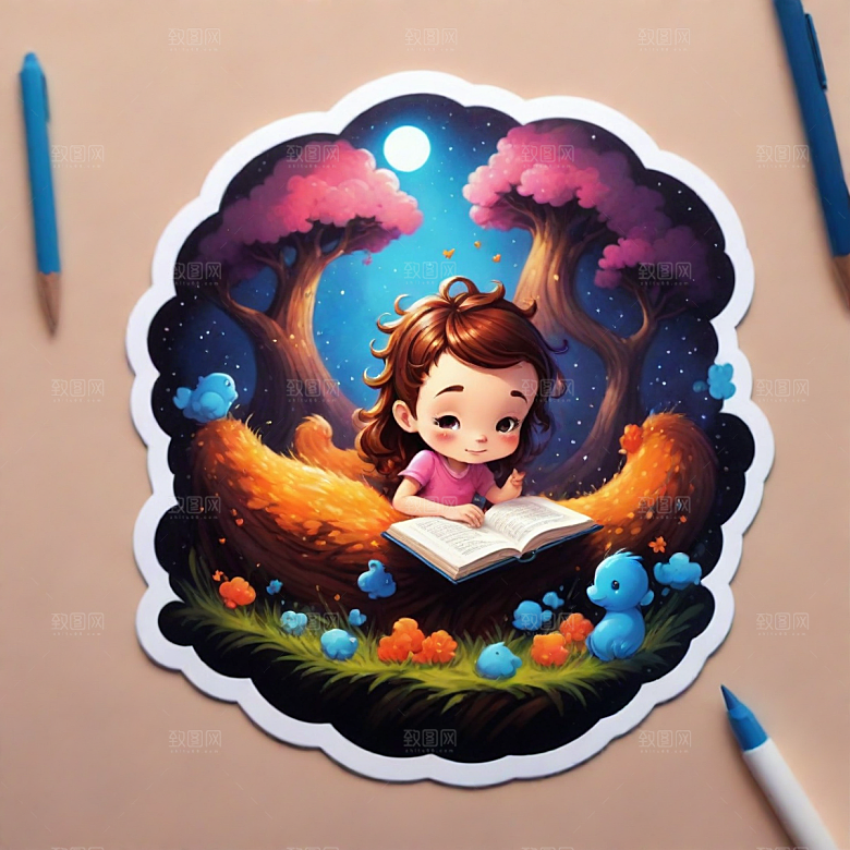 电话插画卡通风格贴纸