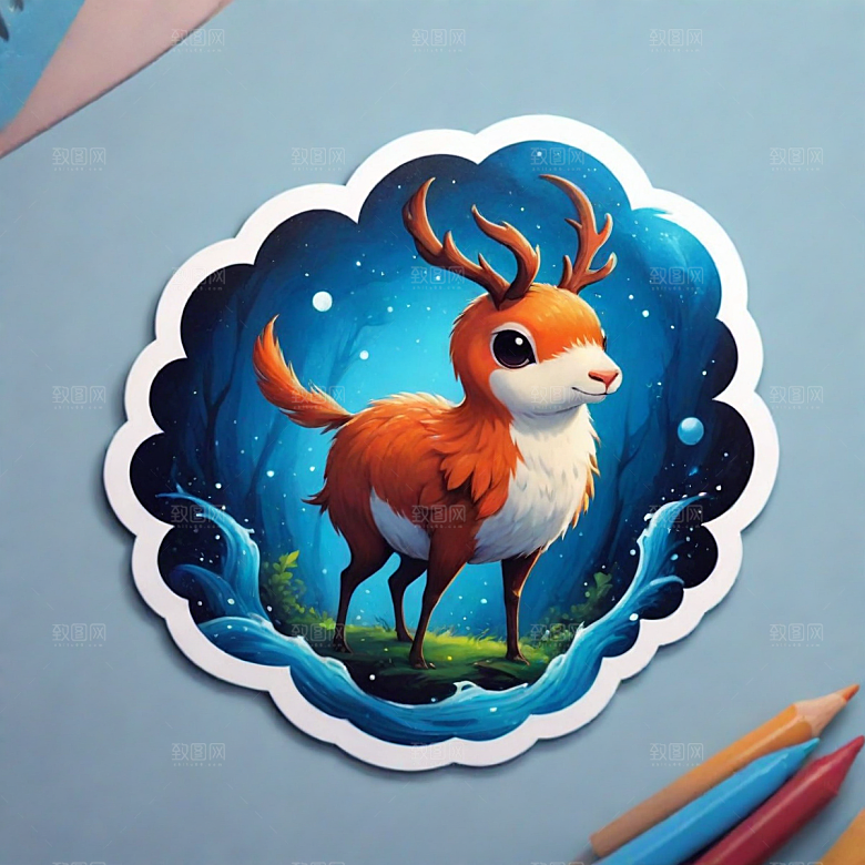 打钩插画卡通风格贴纸