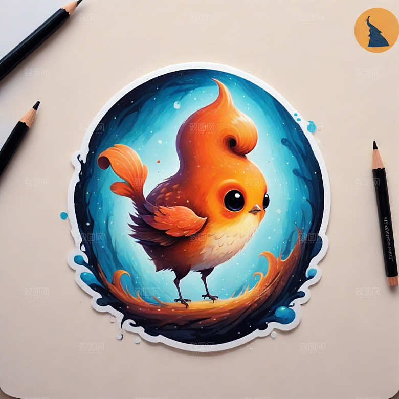 打钩插画卡通风格贴纸