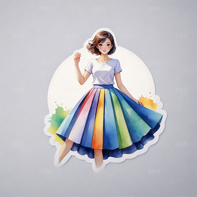 裙子插画卡通风格贴纸