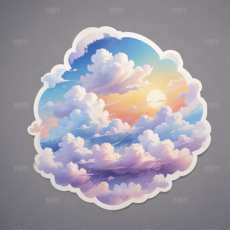 云朵插画卡通风格贴纸