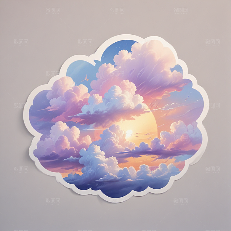 云朵插画卡通风格贴纸