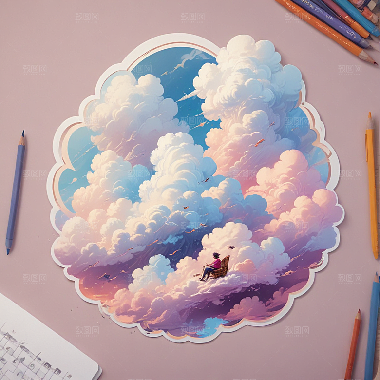 云朵插画卡通风格贴纸