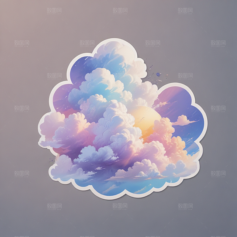 云朵插画卡通风格贴纸