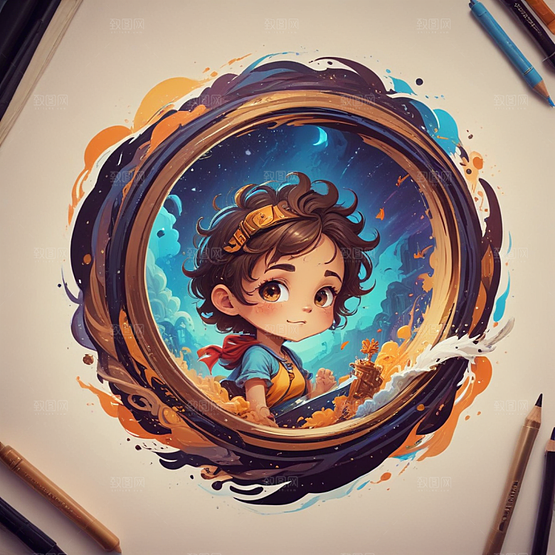 皮带插画卡通风格贴纸