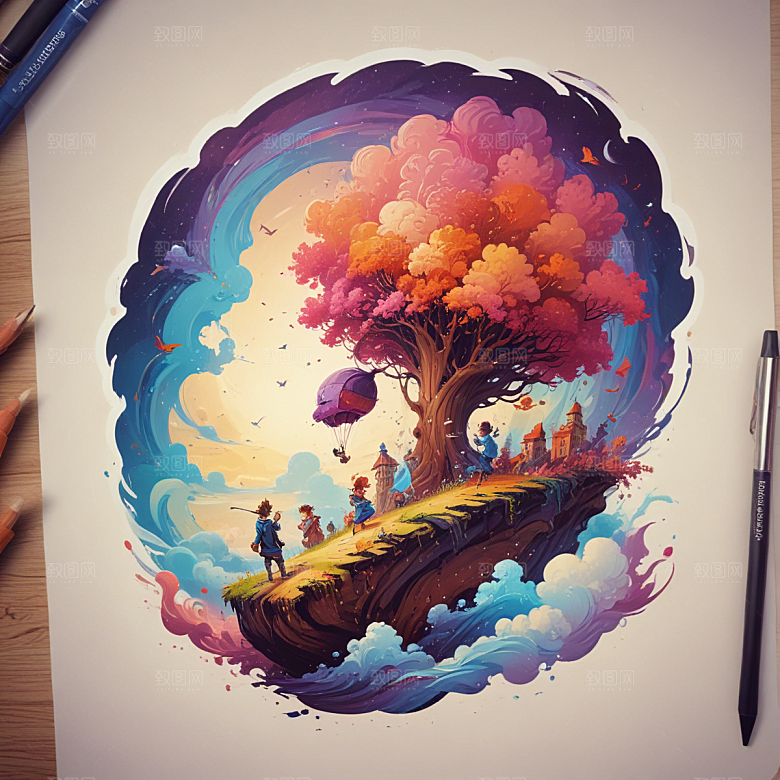 摇摆插画卡通风格贴纸