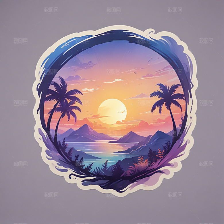 摇摆插画卡通风格贴纸