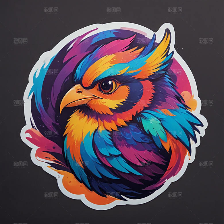 鸟插画卡通风格贴纸
