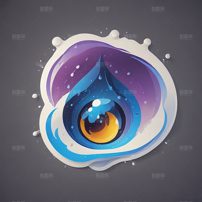 雨滴插画卡通风格贴纸