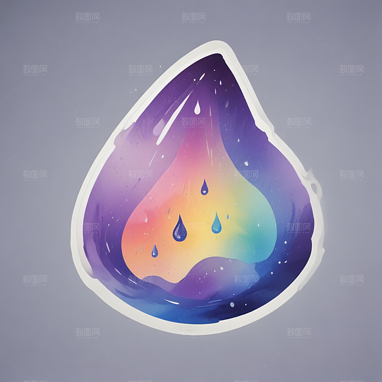 雨滴插画卡通风格贴纸