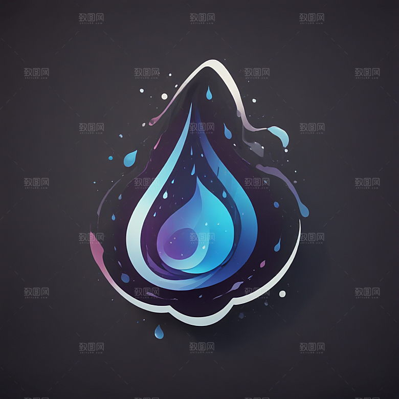 雨滴插画卡通风格贴纸