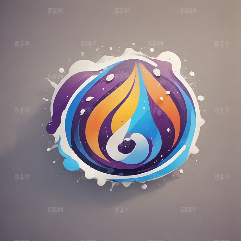 雨滴插画卡通风格贴纸