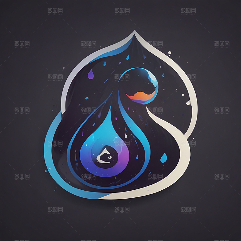 雨滴插画卡通风格贴纸