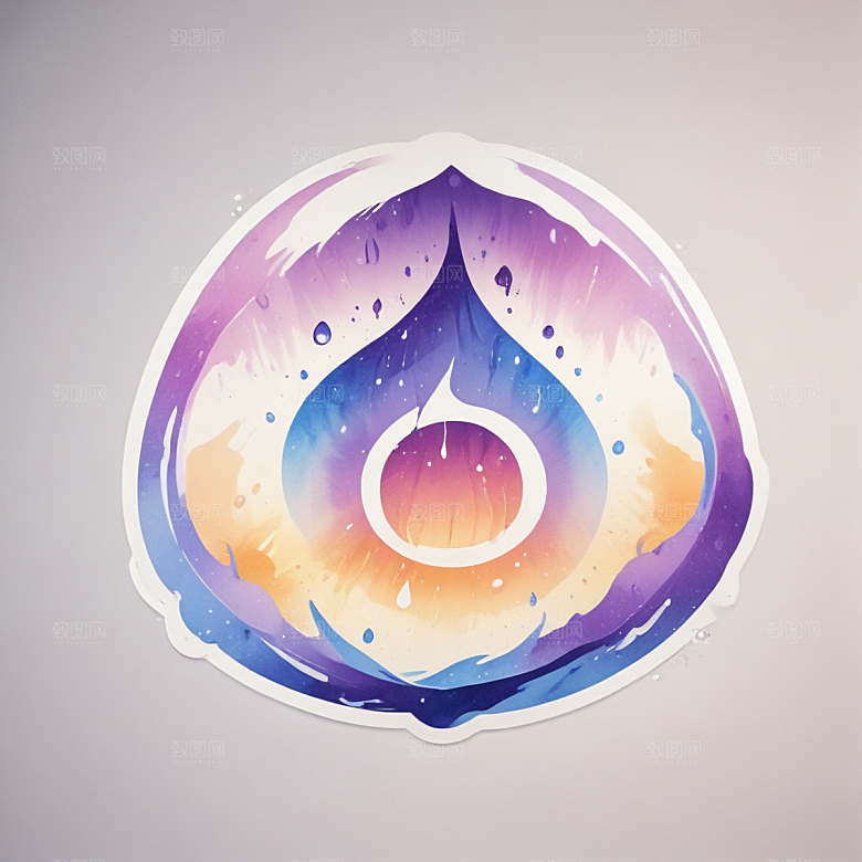 雨滴插画卡通风格贴纸