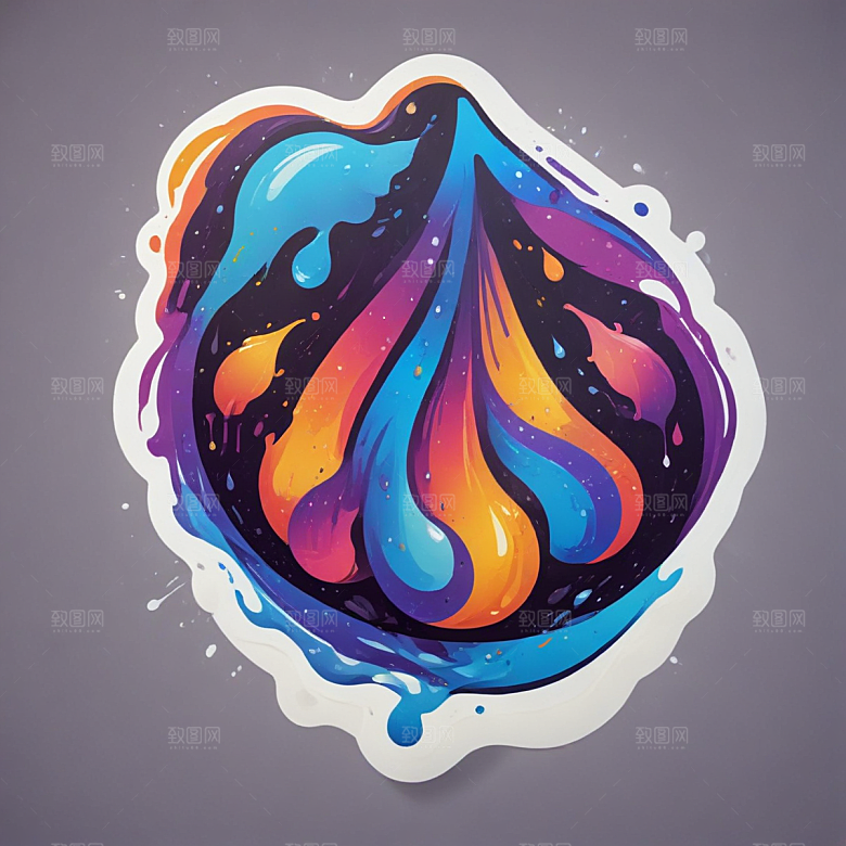 雨滴插画卡通风格贴纸