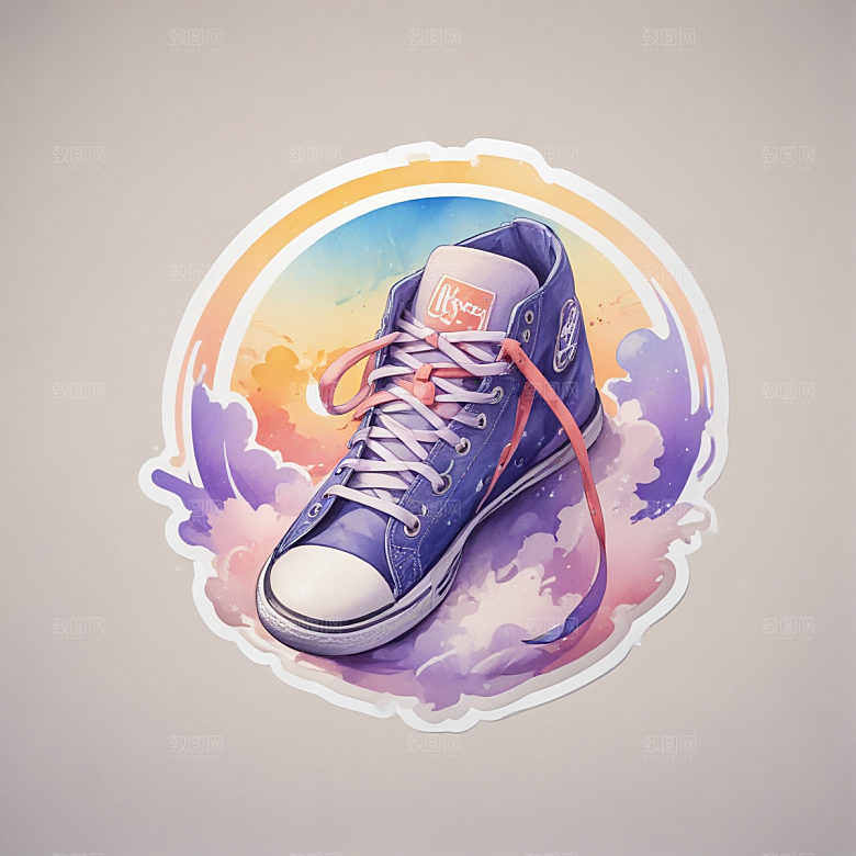 鞋带插画卡通风格贴纸
