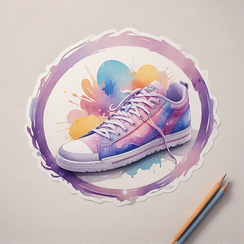 鞋带插画卡通风格贴纸