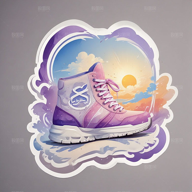 鞋带插画卡通风格贴纸