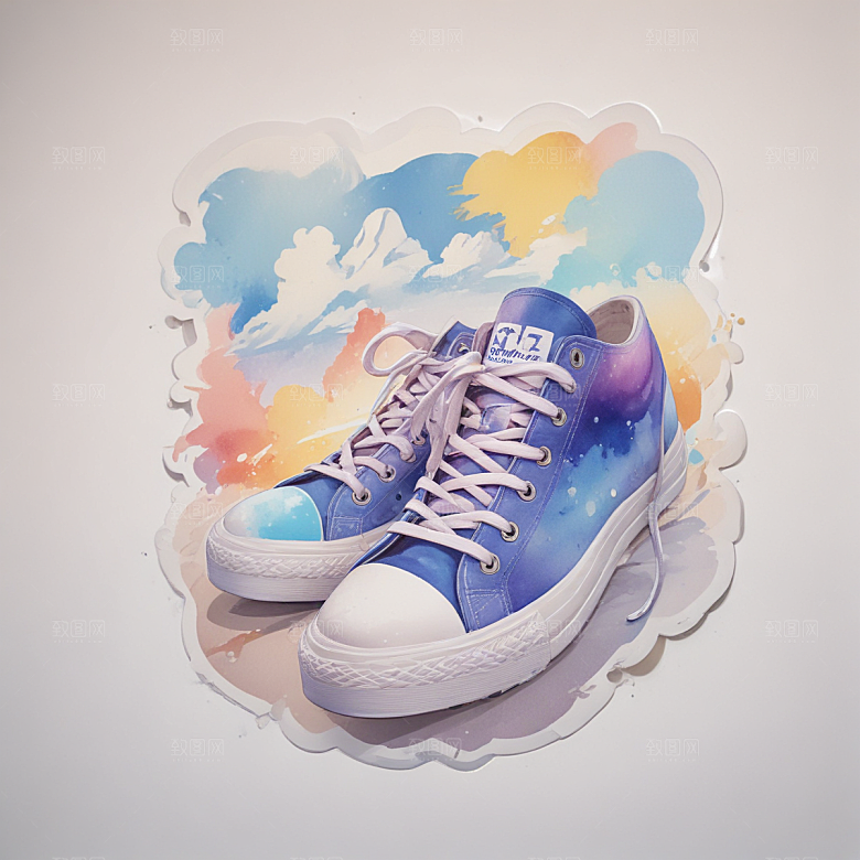 鞋带插画卡通风格贴纸