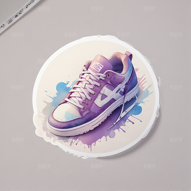 鞋带插画卡通风格贴纸