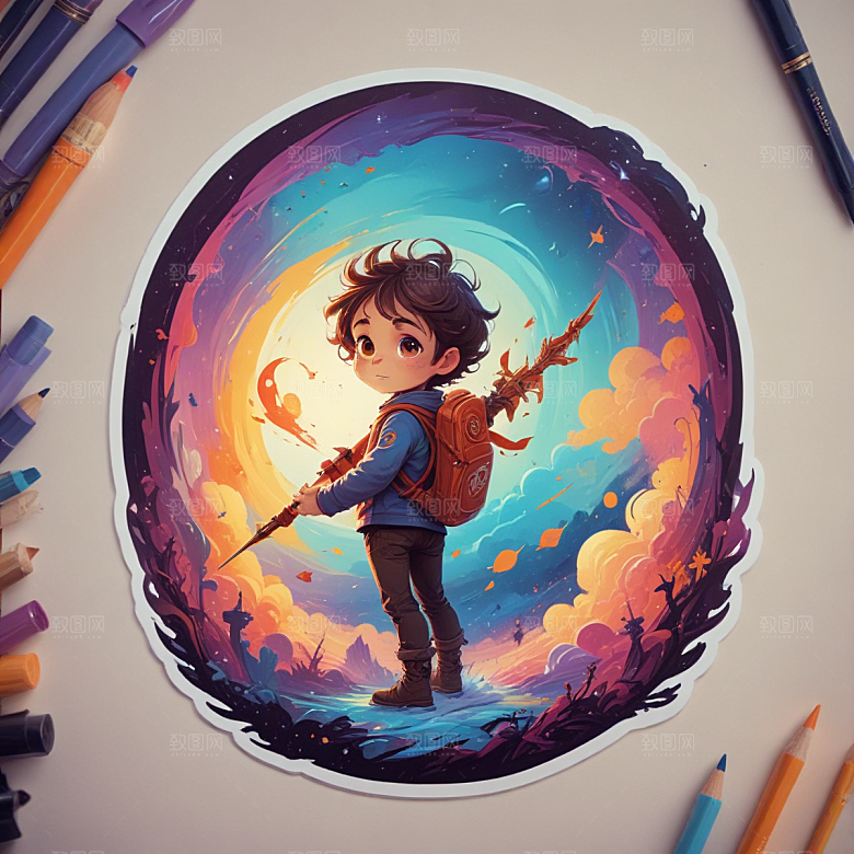 目标插画卡通风格贴纸