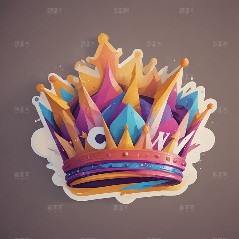 皇冠插画卡通风格贴纸