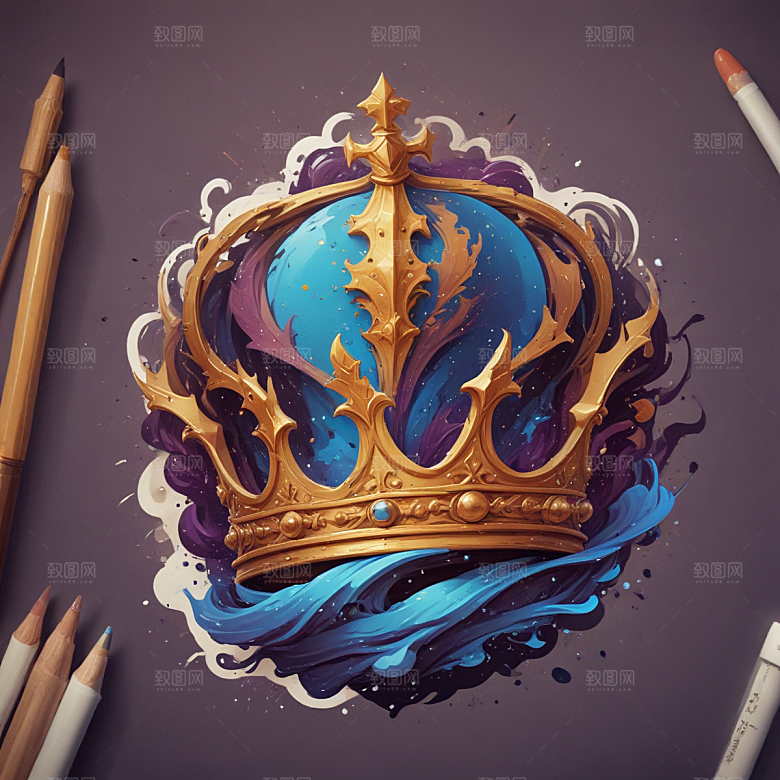 皇冠插画卡通风格贴纸