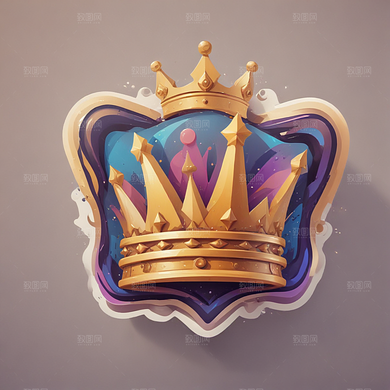 皇冠插画卡通风格贴纸