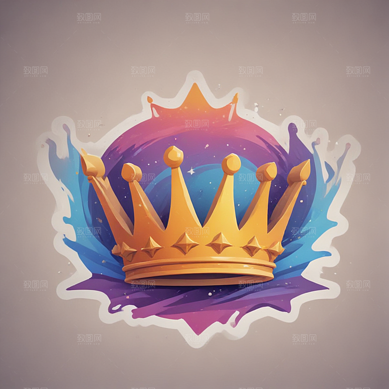 皇冠插画卡通风格贴纸