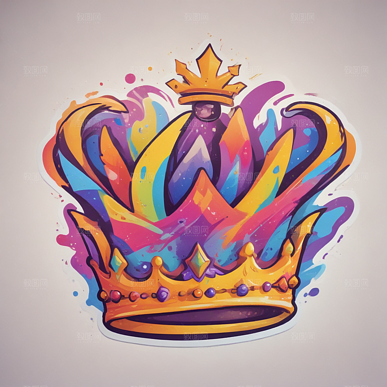 皇冠插画卡通风格贴纸