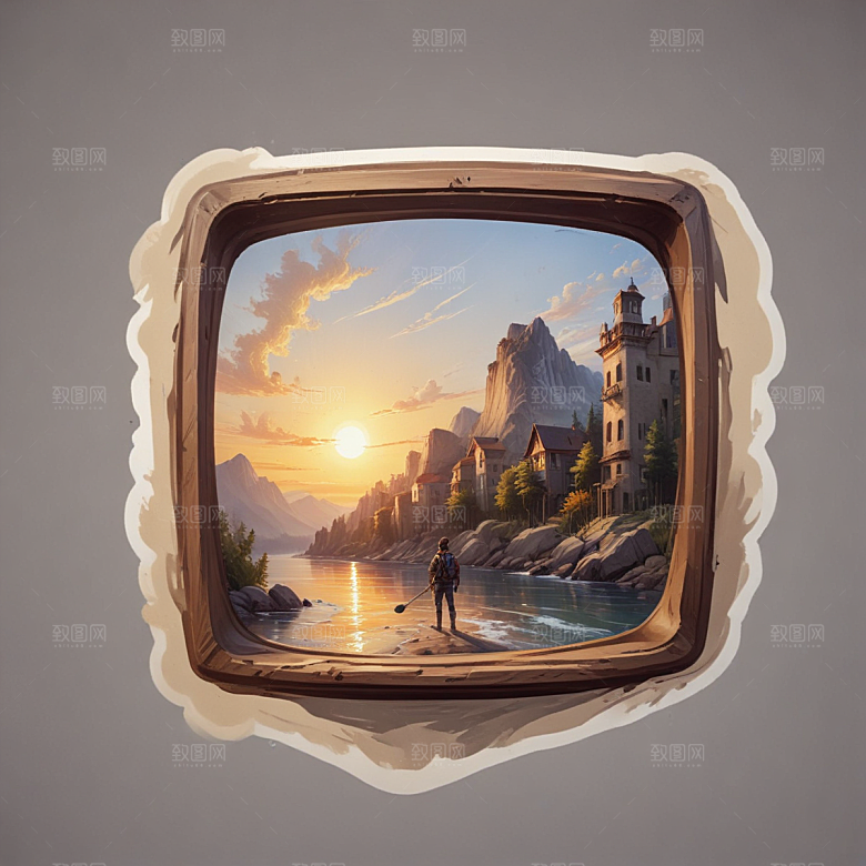 摄影师插画卡通风格贴纸