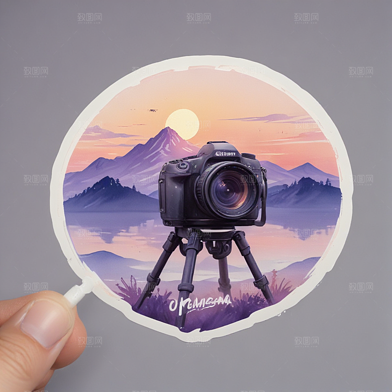 摄影师插画卡通风格贴纸
