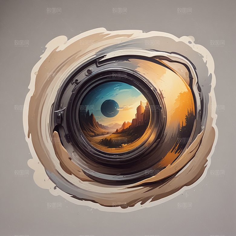 摄影师插画卡通风格贴纸
