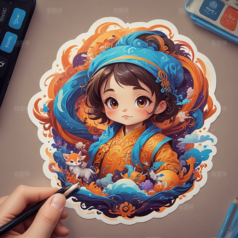 支付宝插画卡通风格贴纸