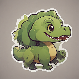 快乐恐龙插画绿色卡通恐龙图片