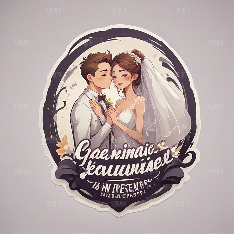 家庭婚礼温馨欢乐场景插画插画图片