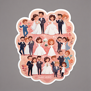 家庭婚礼温馨欢乐场景插画插画图片