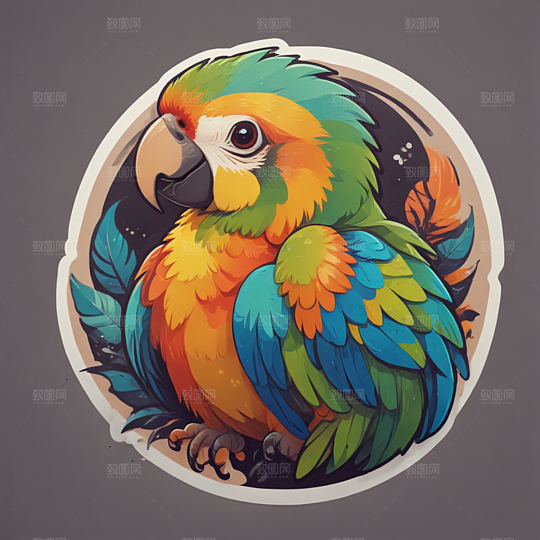 标题：色彩斑斓的鹦鹉插画图片